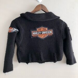 Harley Davidson Vintage Motorcycles Handmade Knit Toddler Jacket Sweater Black
